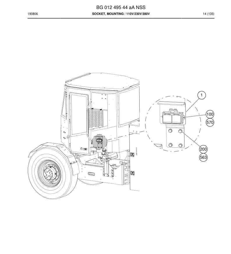 BG01249544a BG 012 495 44a Socket, Mounting - Sandvik Technical Drawing