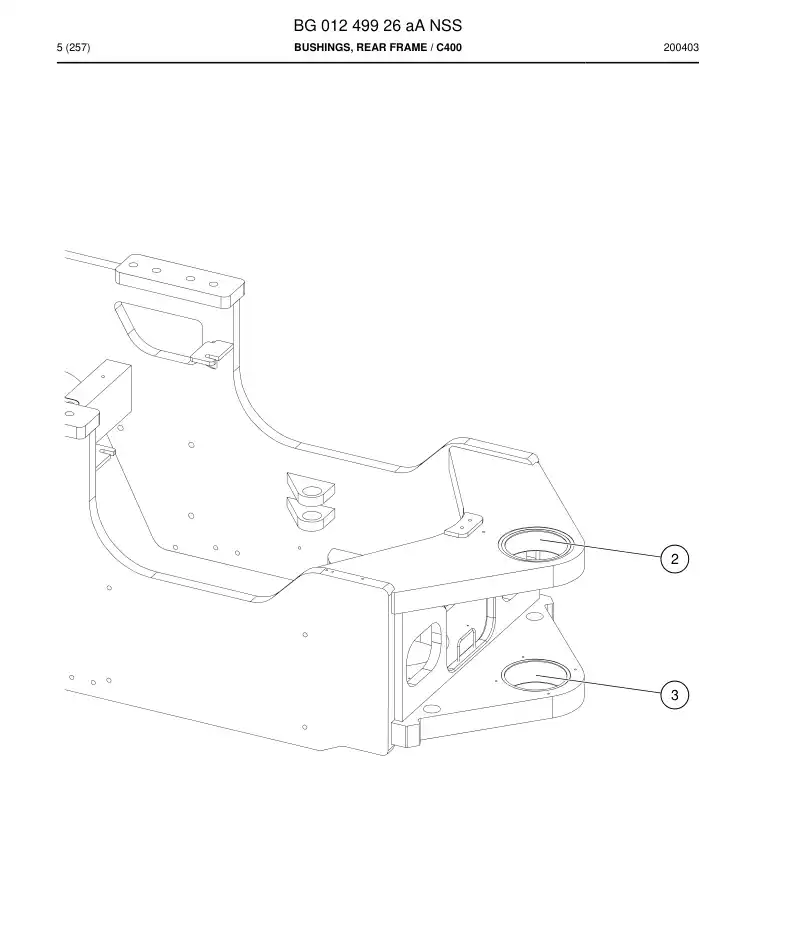 BG01249926a BG 012 499 26a Bushings, Rear Frame - Sandvik Technical Drawing