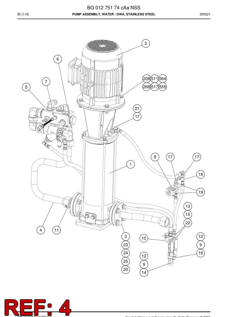 BG01250357a BG 012 503 57a Pipe Assembly - Sandvik Technical Drawing