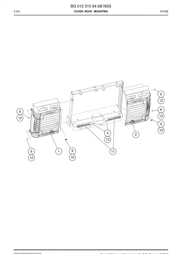 BG01251564a BG 012 515 64a Cover, Rear - Sandvik Technical Drawing