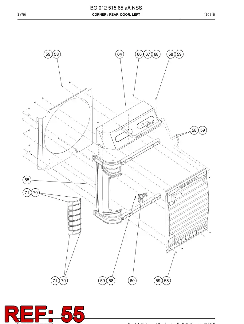 BG01251567a BG 012 515 67a Frame - Sandvik Technical Drawing