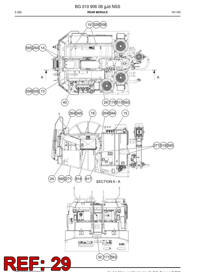 BG01252125a BG 012 521 25a Shield, Splash - Sandvik Technical Drawing