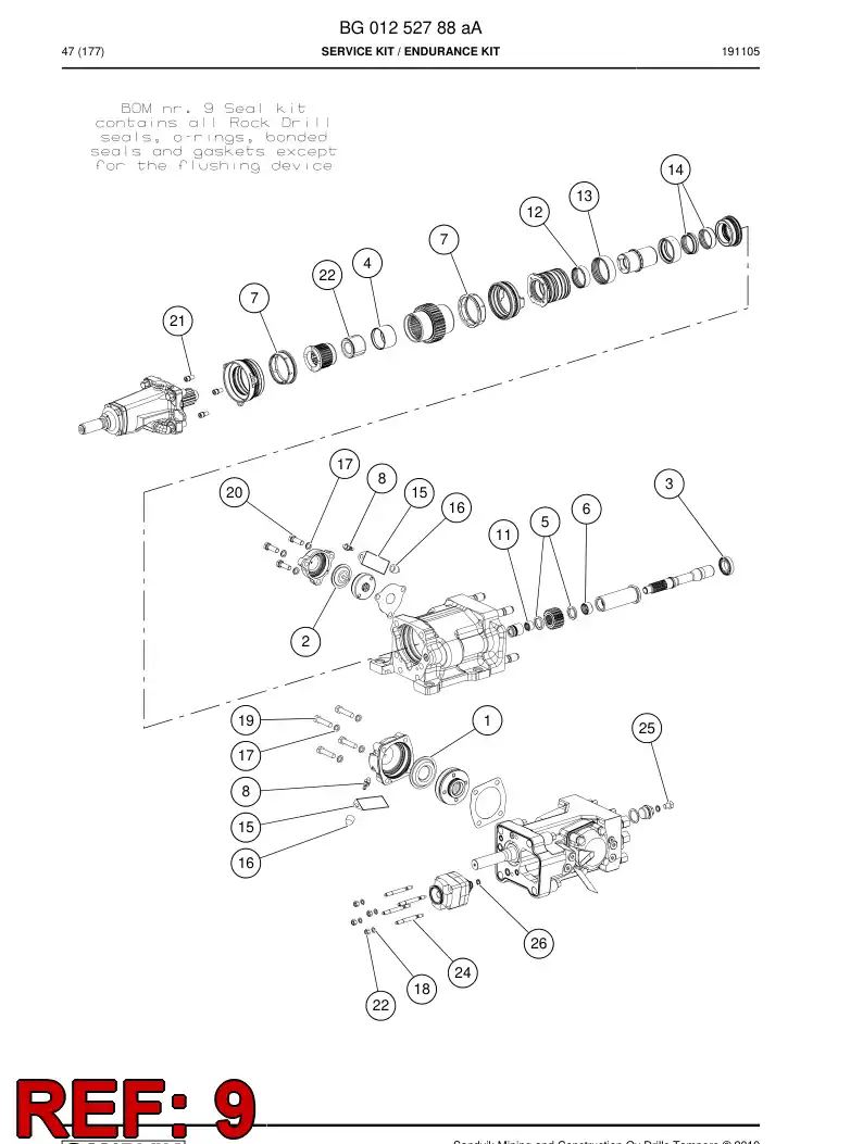 BG01254749a BG 012 547 49a Seal Kit - Sandvik Technical Drawing