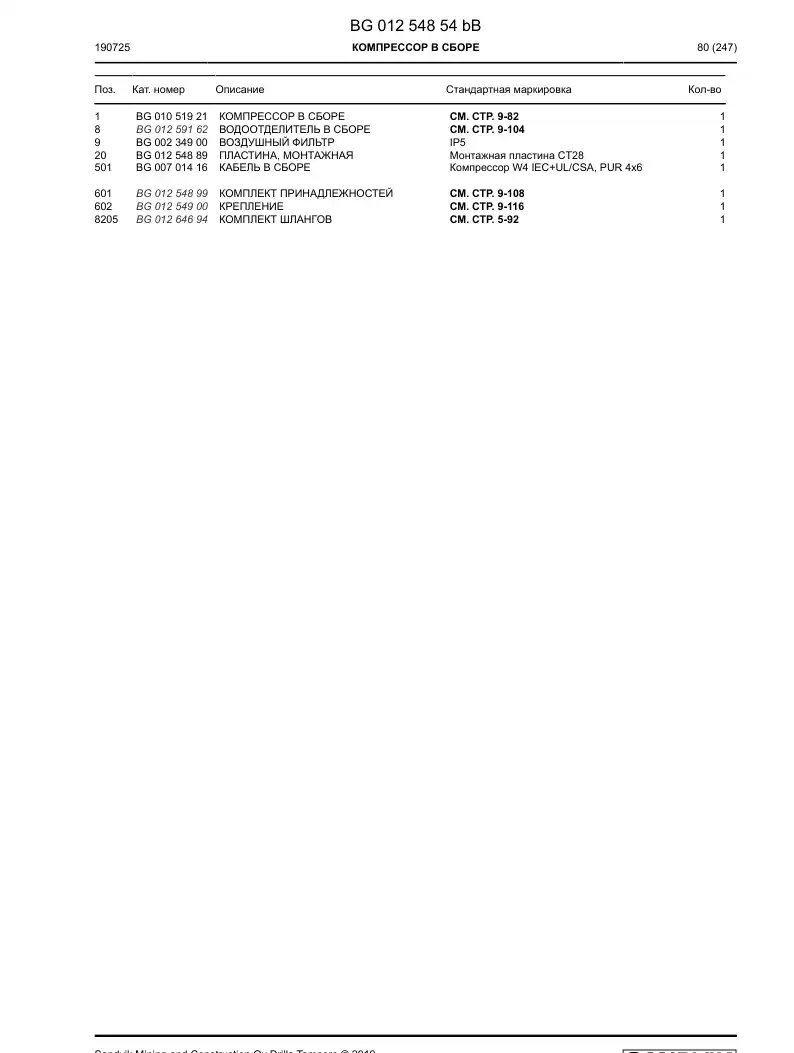 BG01254854b BG 012 548 54b Compressor Assembly - Sandvik Technical Drawing