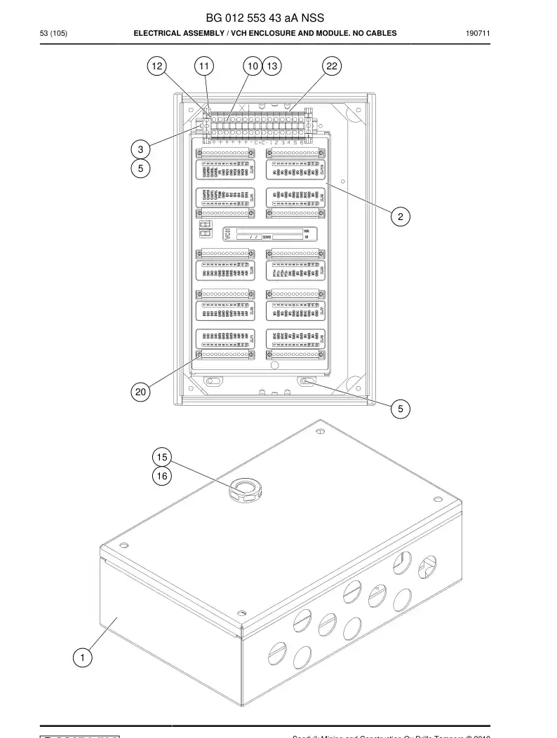 BG01255343a BG 012 553 43a Electrical Assembly - Sandvik Technical Drawing