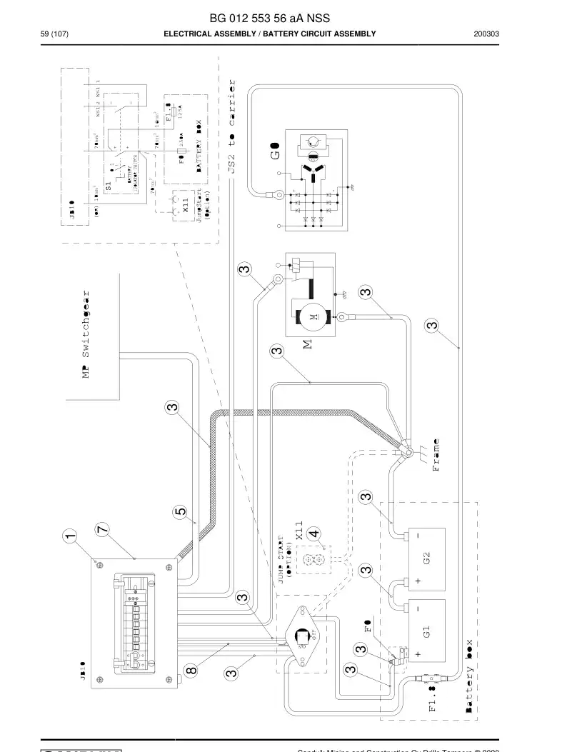 BG01255356a BG 012 553 56a ASSEMBLY ELTRICO - Sandvik Technical Drawing