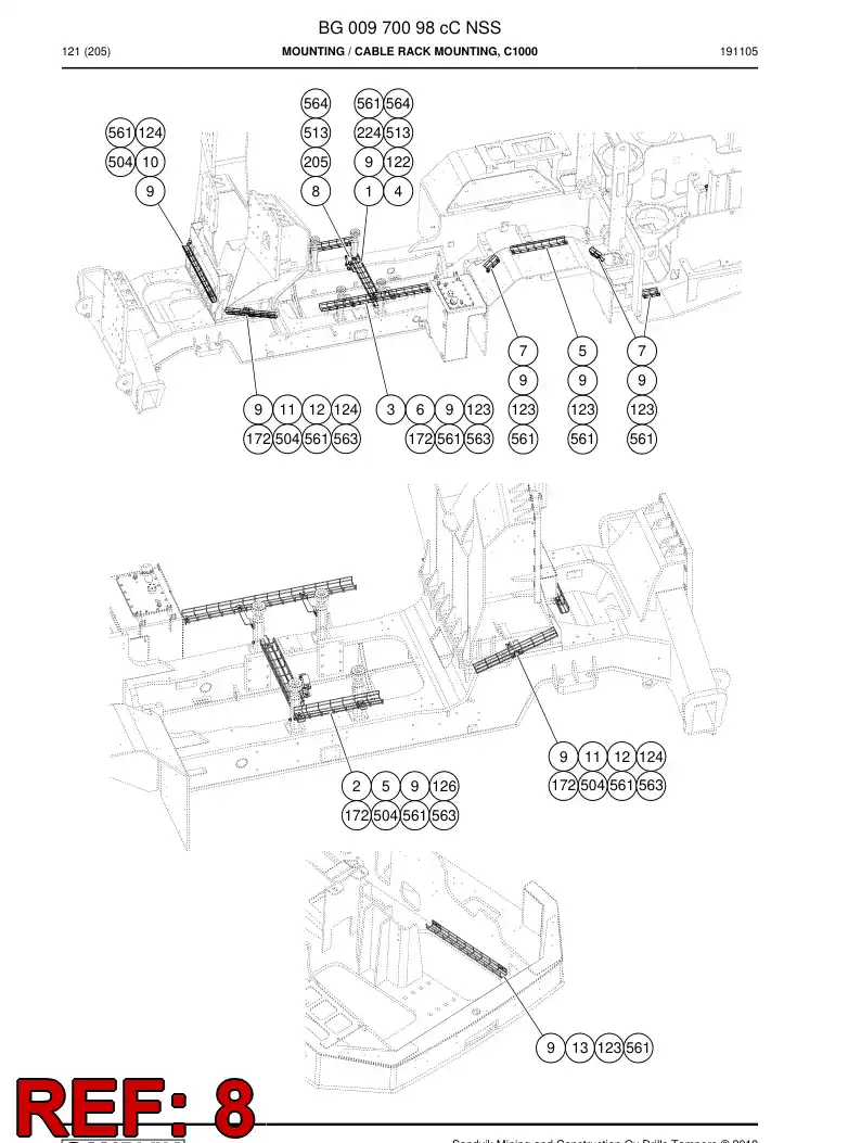 BG01255361a BG 012 553 61a Support, Hose - Sandvik Technical Drawing