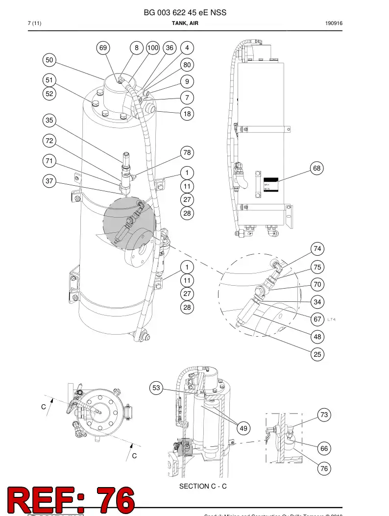 BG01255413a BG 012 554 13a Screen, Oil - Sandvik Technical Drawing