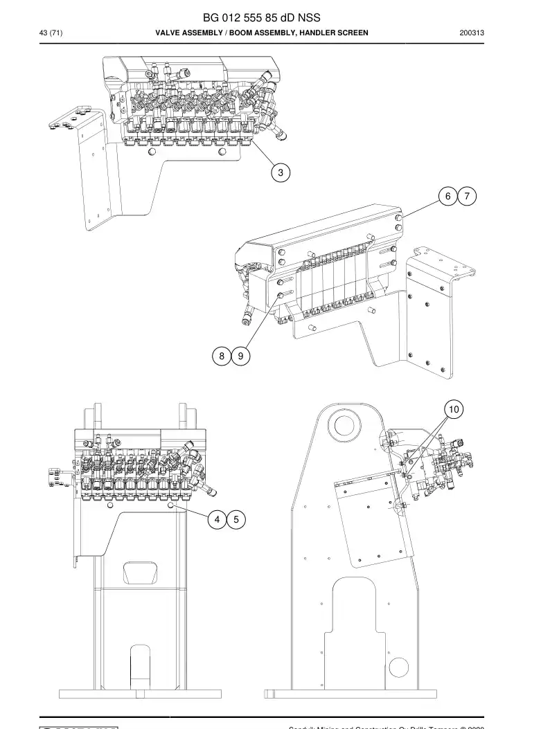 BG01255585d BG 012 555 85d Valve assembly - Sandvik Technical Drawing