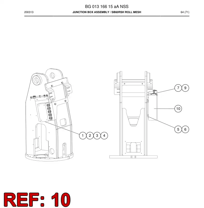 BG01255593a BG 012 555 93a Cover, Rubber - Sandvik Technical Drawing