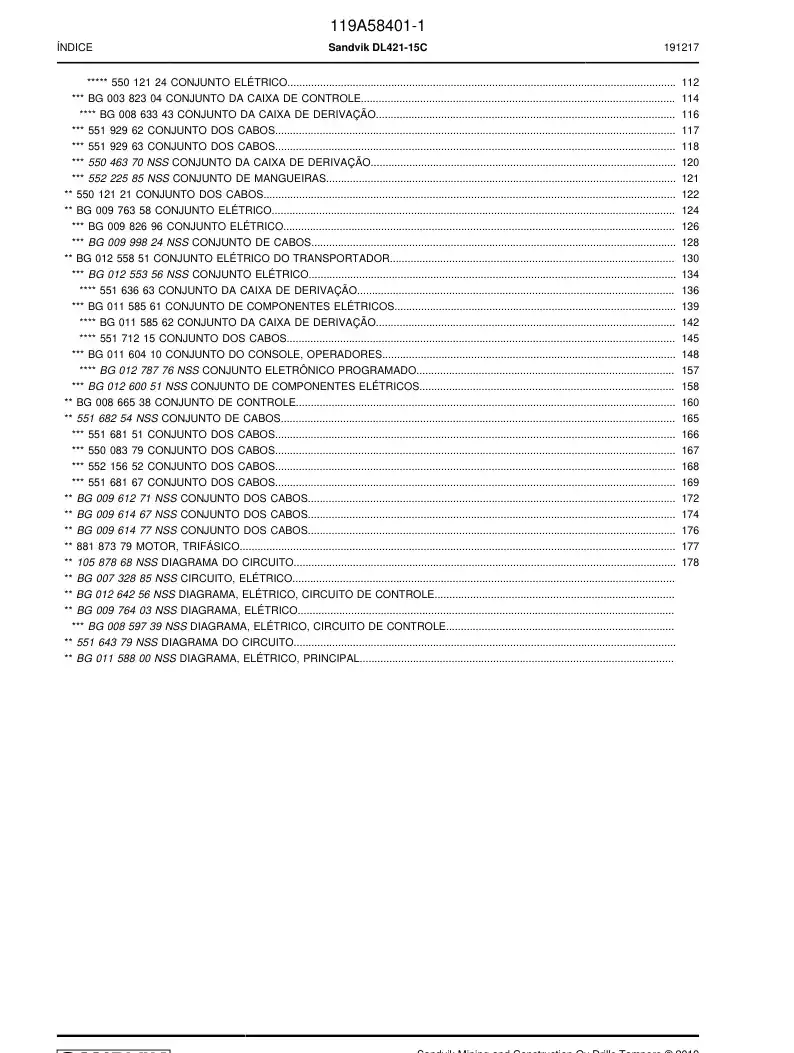 BG01255851a BG 012 558 51a ASSEMBLY ELTRICO DO TRANSPORTADOR - Sandvik Technical Drawing