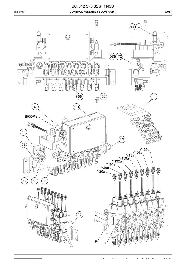 BG01257032a BG 012 570 32a Control Assembly Boom right - Sandvik Technical Drawing