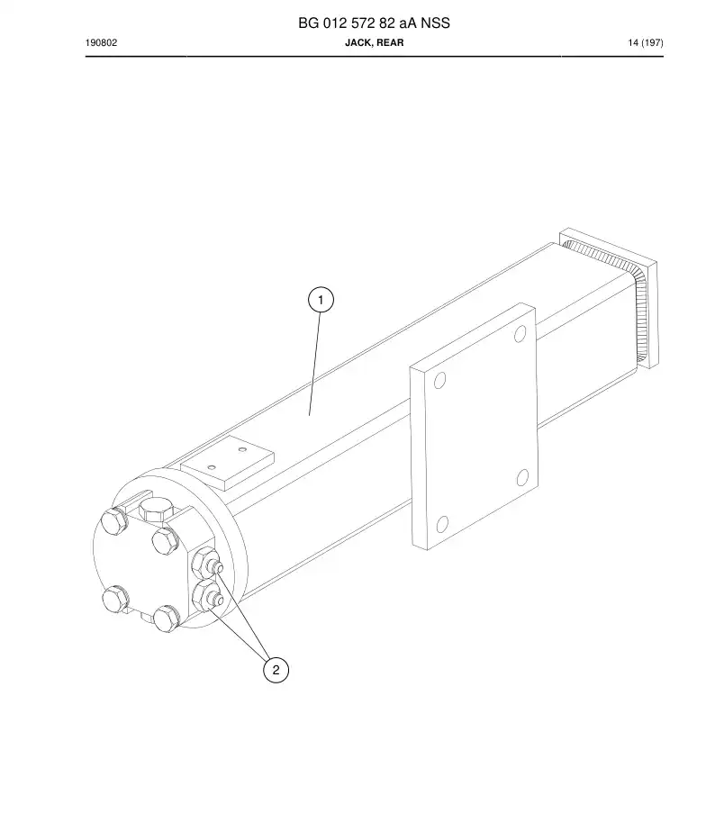 BG01257282a BG 012 572 82a Jack, Rear - Sandvik Technical Drawing
