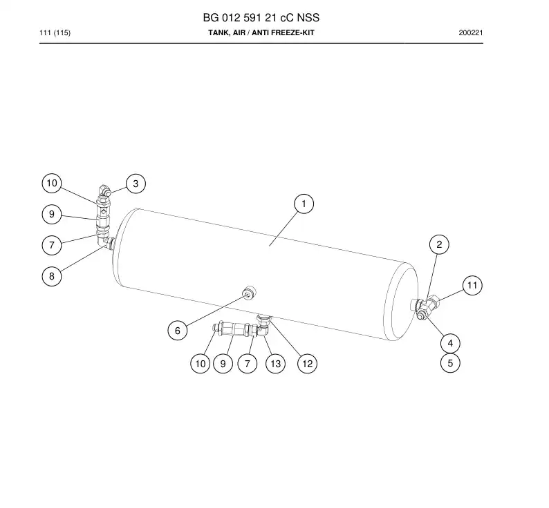BG01259121c BG 012 591 21c Tank, Air - Sandvik Technical Drawing