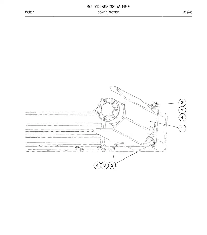 BG01259538a BG 012 595 38a Cover, Motor - Sandvik Technical Drawing