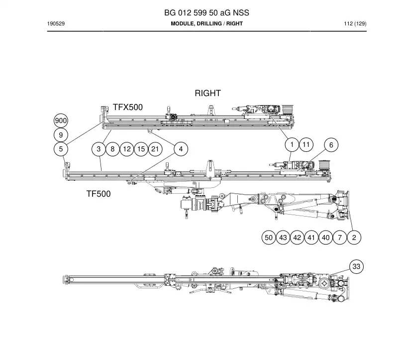 BG01259950a BG 012 599 50a Module, Drilling - Sandvik Technical Drawing