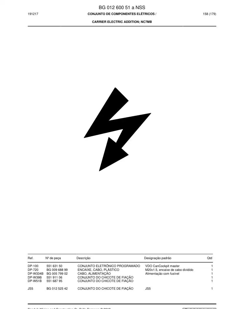 BG01260051a BG 012 600 51a ASSEMBLY DE COMPONENTS ELTRICOS - Sandvik Technical Drawing