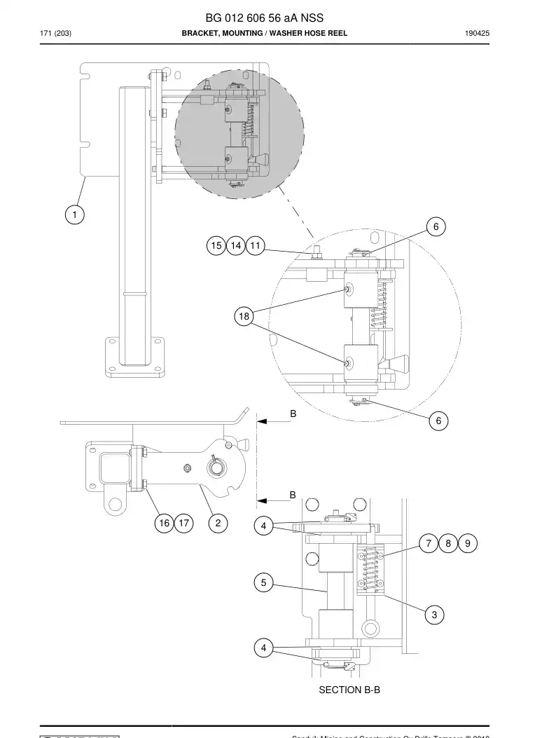 BG01260656a BG 012 606 56a Bracket, Mounting - Sandvik Technical Drawing