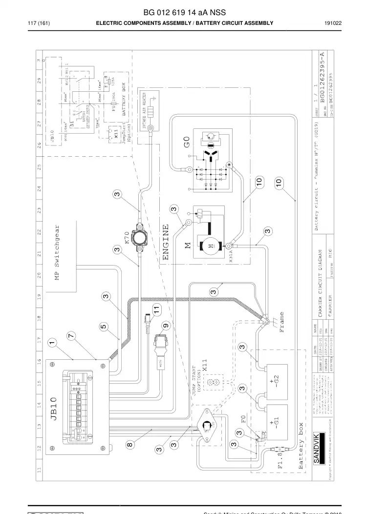 BG01261914a BG 012 619 14a Electric Components Assembly - Sandvik Technical Drawing