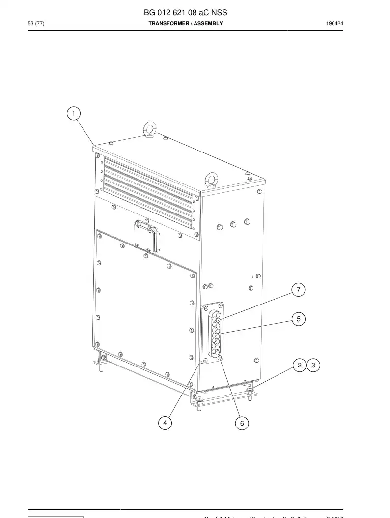 BG01262108c BG 012 621 08c Transformer - Sandvik Technical Drawing