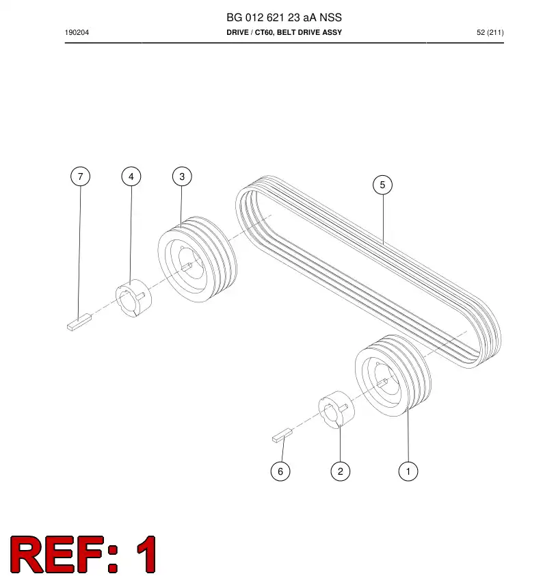 BG01262117a BG 012 621 17a POLEA, CORREA EN V - Sandvik Technical Drawing