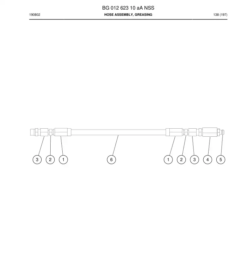 BG01262310a BG 012 623 10a Hose Assembly, Greasing - Sandvik Technical Drawing