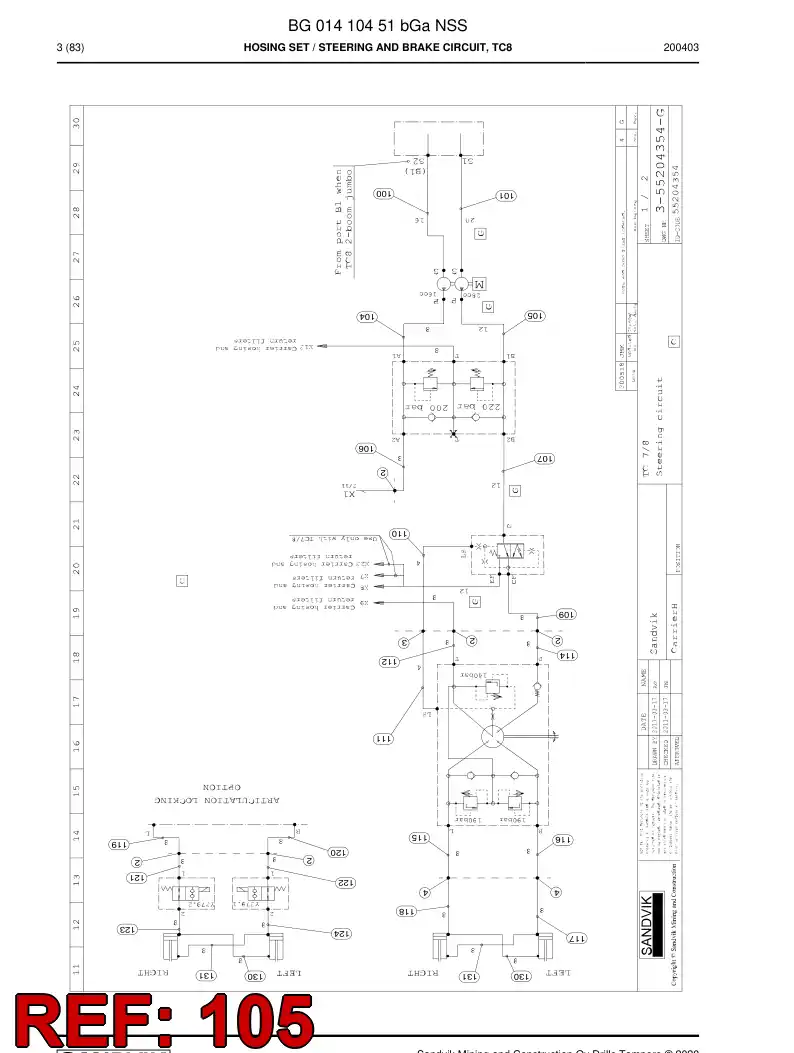 BG01263130a BG 012 631 30a Hose Assembly, Hydraulic - Sandvik Technical Drawing