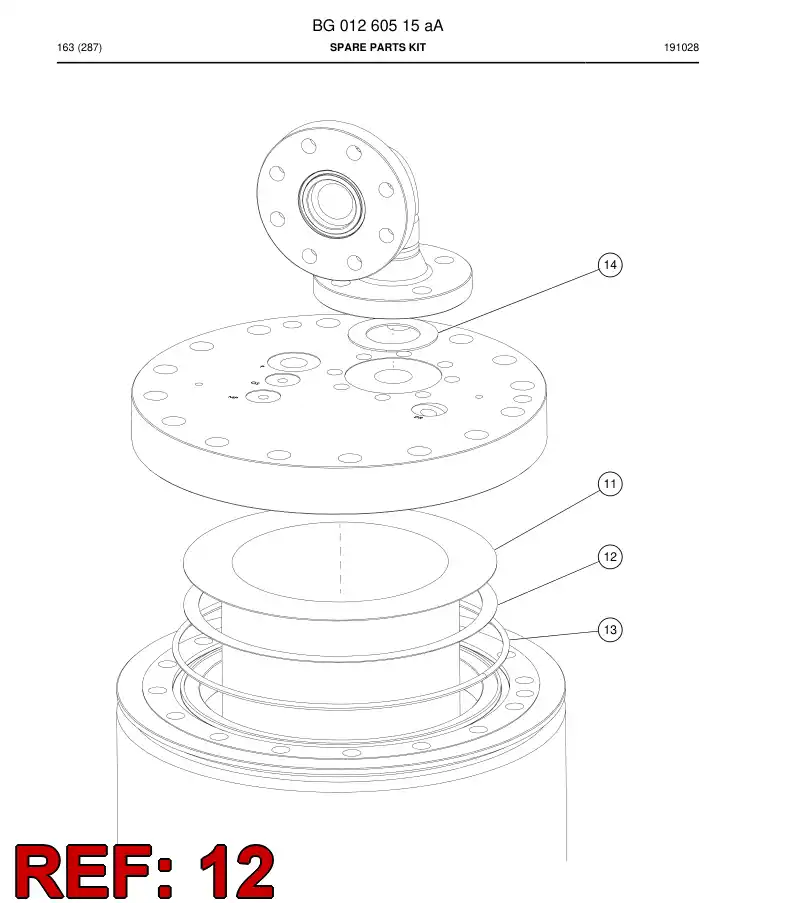 BG01263821a BG 012 638 21a Gasket, Flat, Ring - Sandvik Technical Drawing
