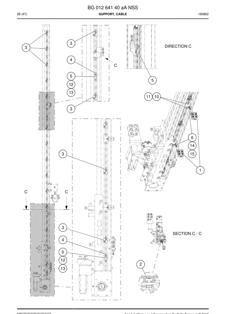 BG01264140a BG 012 641 40a Support, Cable - Sandvik Technical Drawing