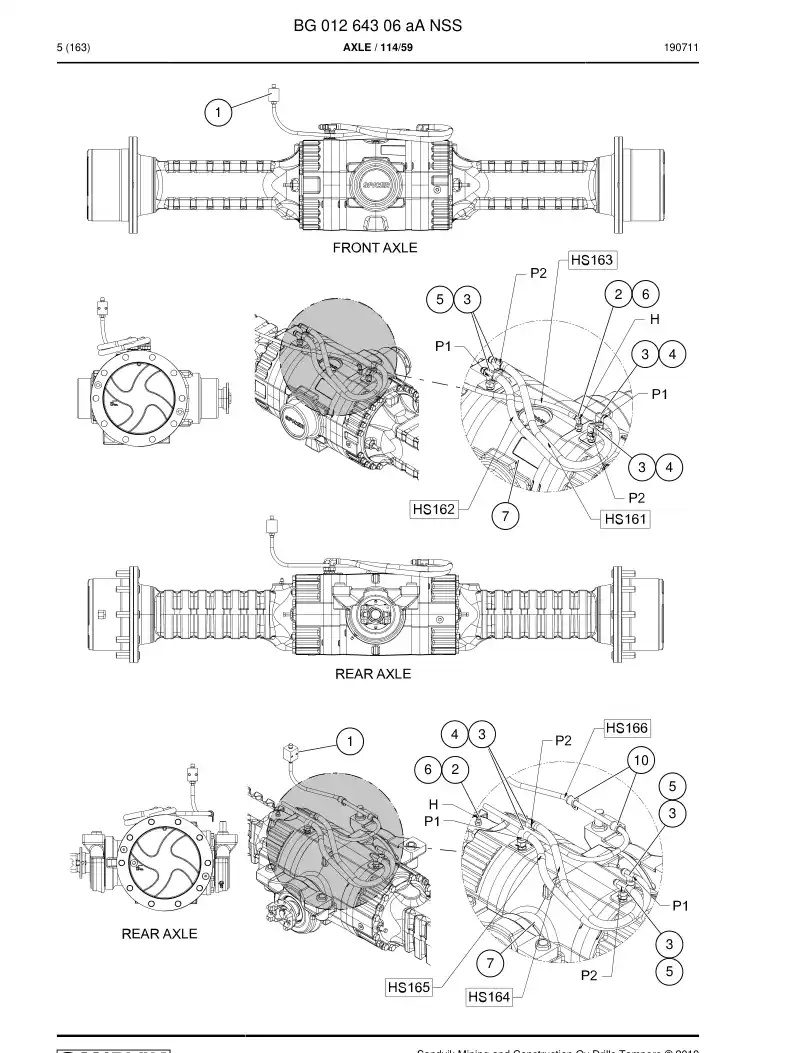 BG01264306a BG 012 643 06a Axle - Sandvik Technical Drawing