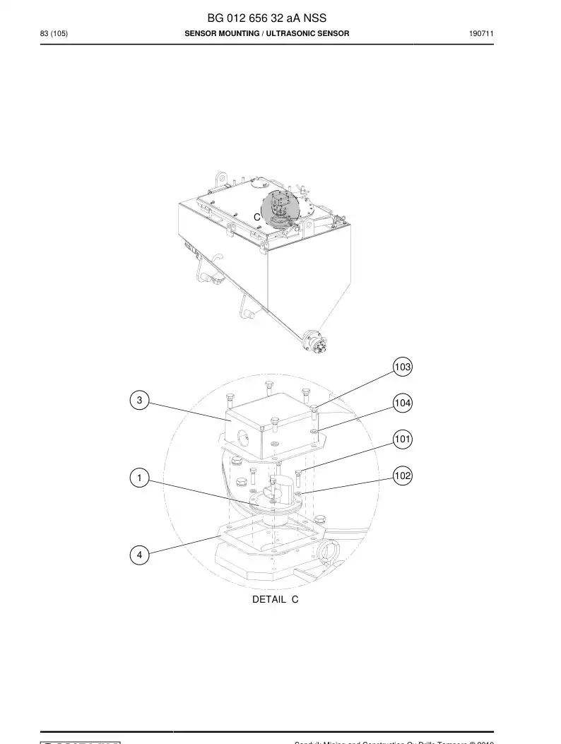 BG01265632a BG 012 656 32a Sensor Mounting - Sandvik Technical Drawing