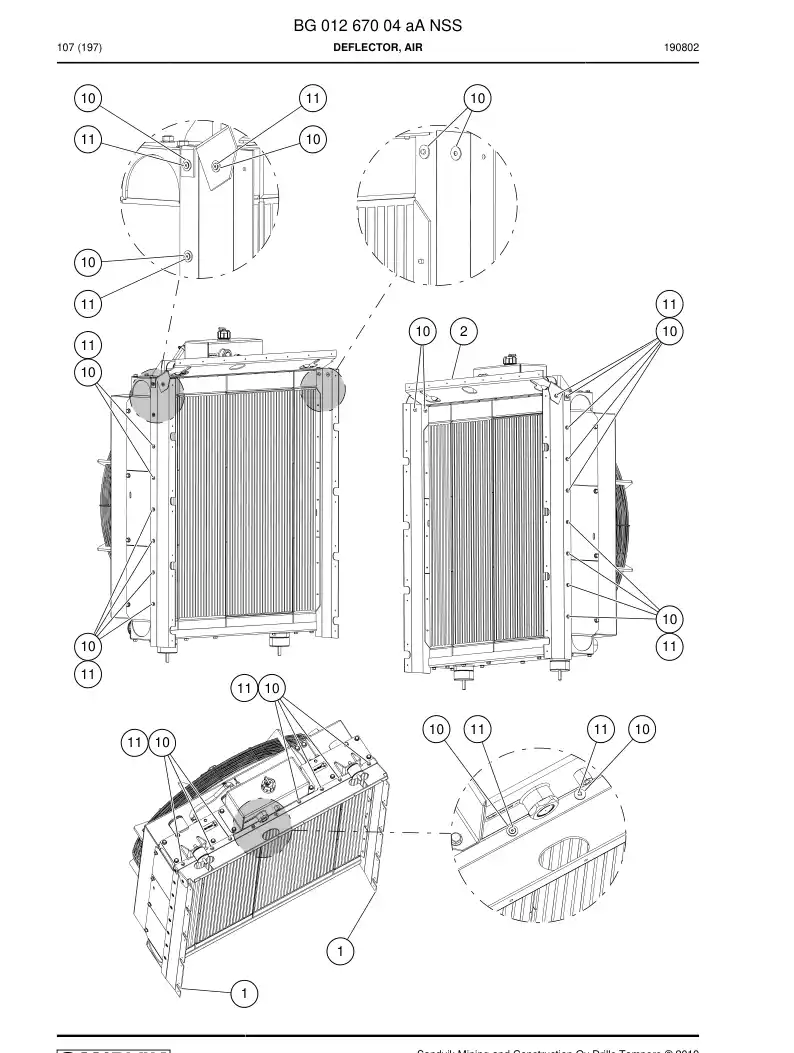 BG01267004a BG 012 670 04a Deflector, Air - Sandvik Technical Drawing
