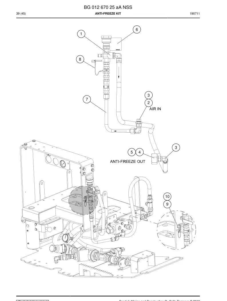 BG01267025a BG 012 670 25a Anti-Freeze Kit - Sandvik Technical Drawing