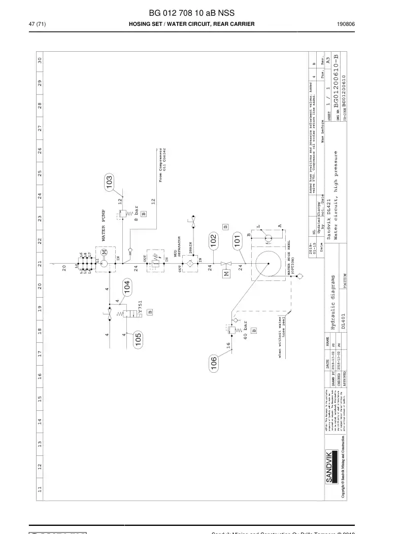 BG01270810a BG 012 708 10a Hosing Set - Sandvik Technical Drawing