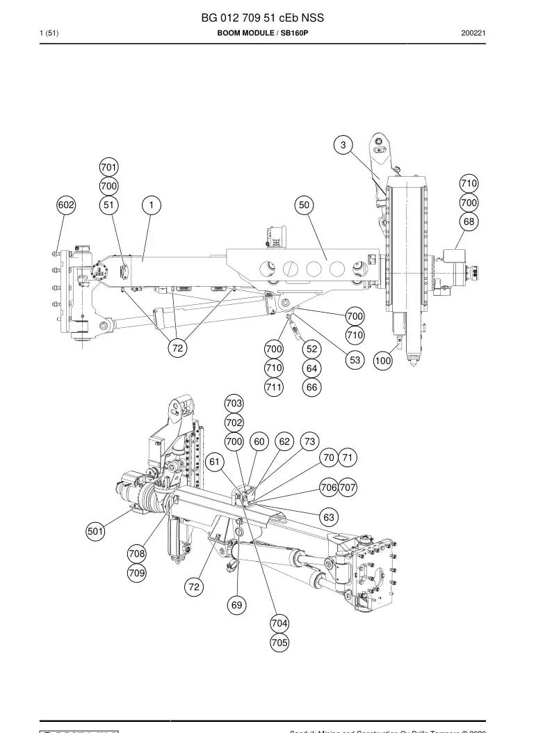 BG01270951c BG 012 709 51c Boom Module - Sandvik Technical Drawing