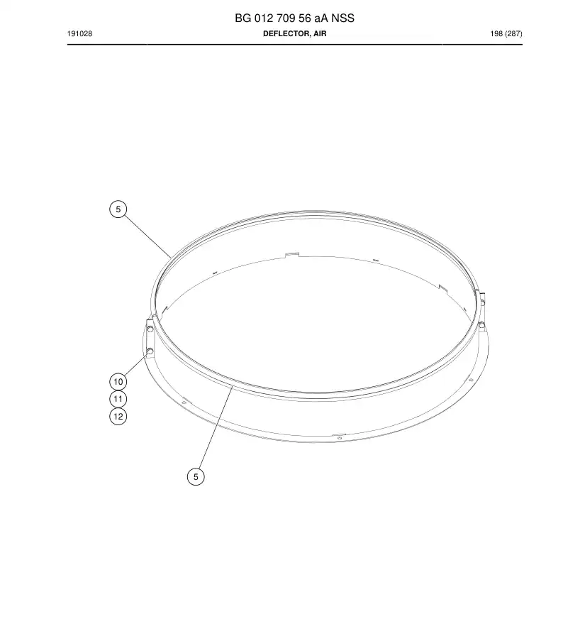 BG01270956a BG 012 709 56a Deflector, Air - Sandvik Technical Drawing