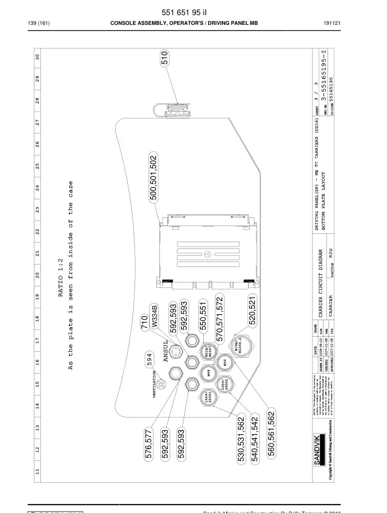 BG01271570a BG 012 715 70a Cable Assembly - Sandvik Technical Drawing
