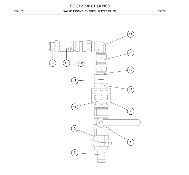 BG01273001a BG 012 730 01a Valve Assembly - Sandvik Technical Drawing