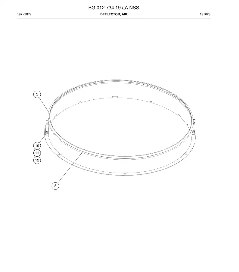 BG01273419a BG 012 734 19a Deflector, Air - Sandvik Technical Drawing