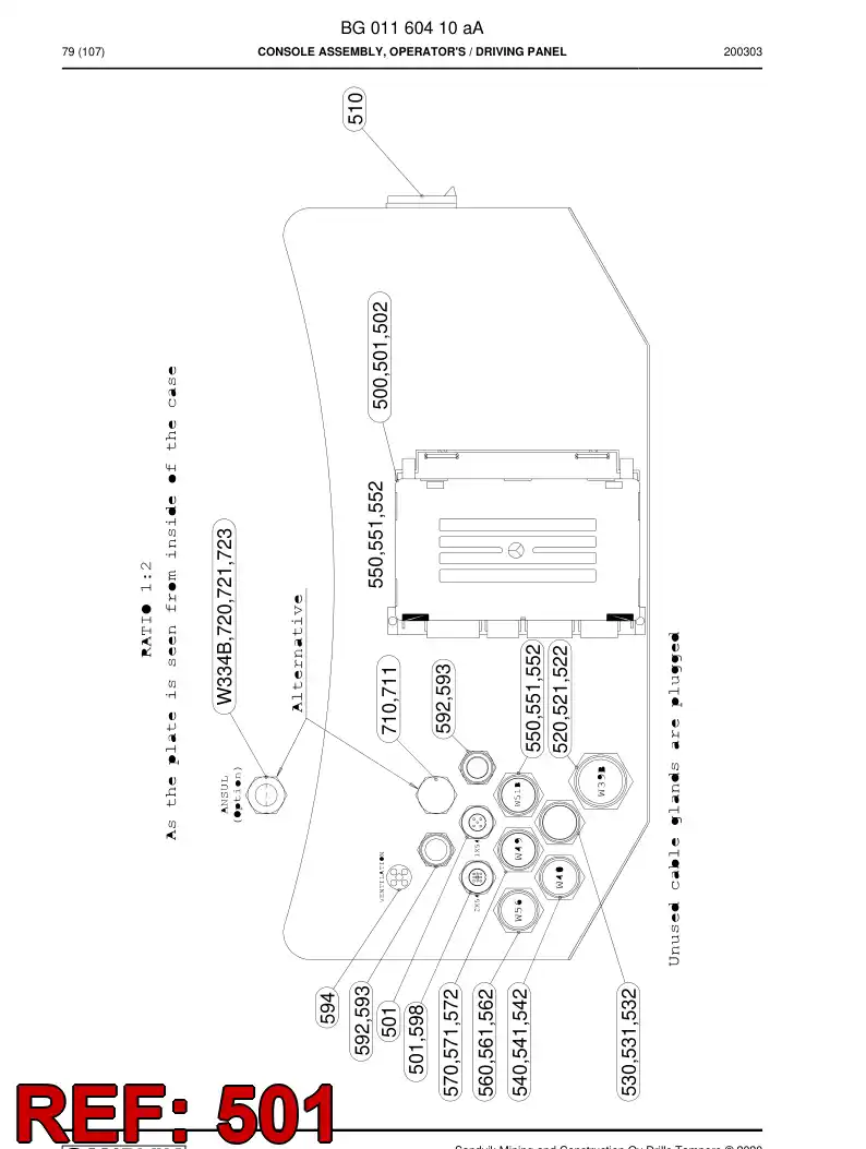 BG01273625b BG 012 736 25b Wiring Harness Assembly - Sandvik Technical Drawing