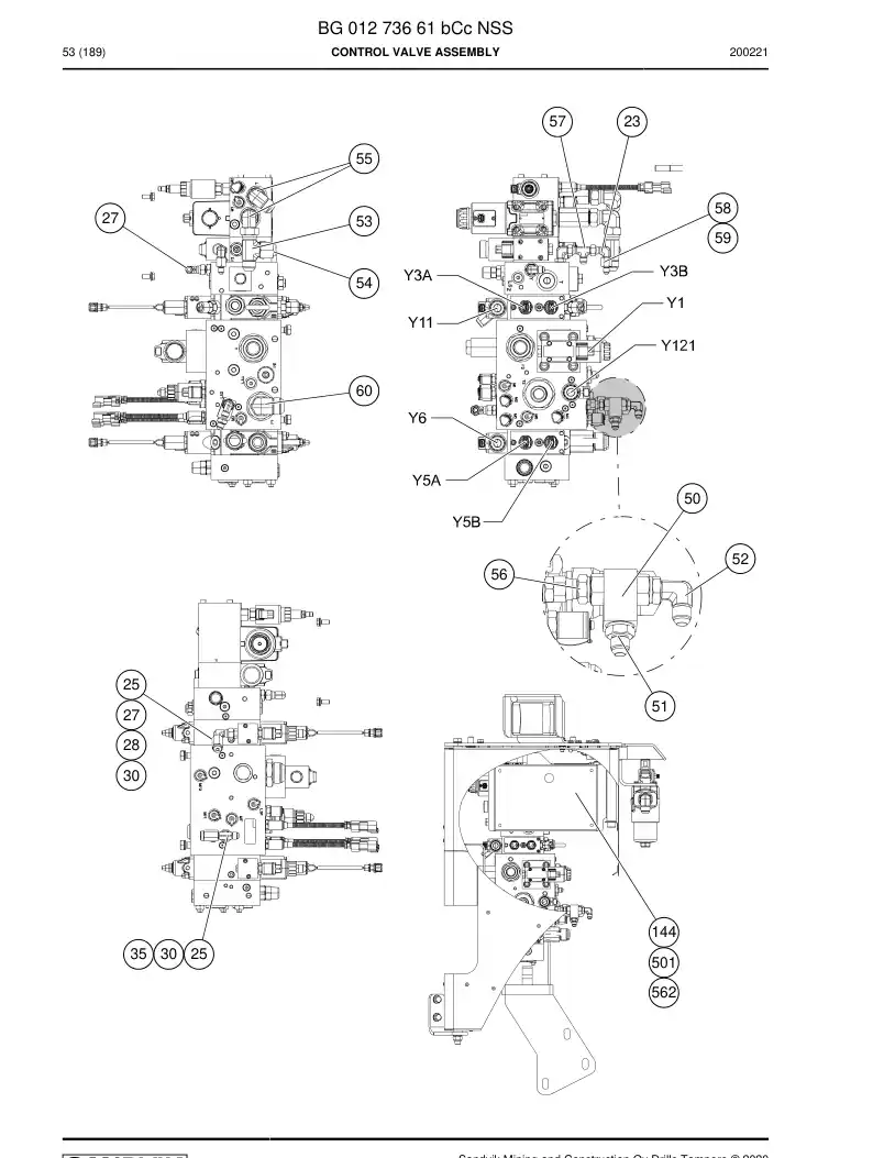 BG01273661b BG 012 736 61b Control Valve Assembly - Sandvik Technical Drawing