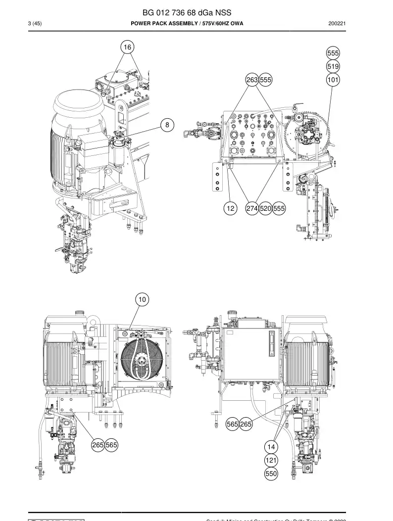 BG01273668d BG 012 736 68d Power Pack Assembly - Sandvik Technical Drawing