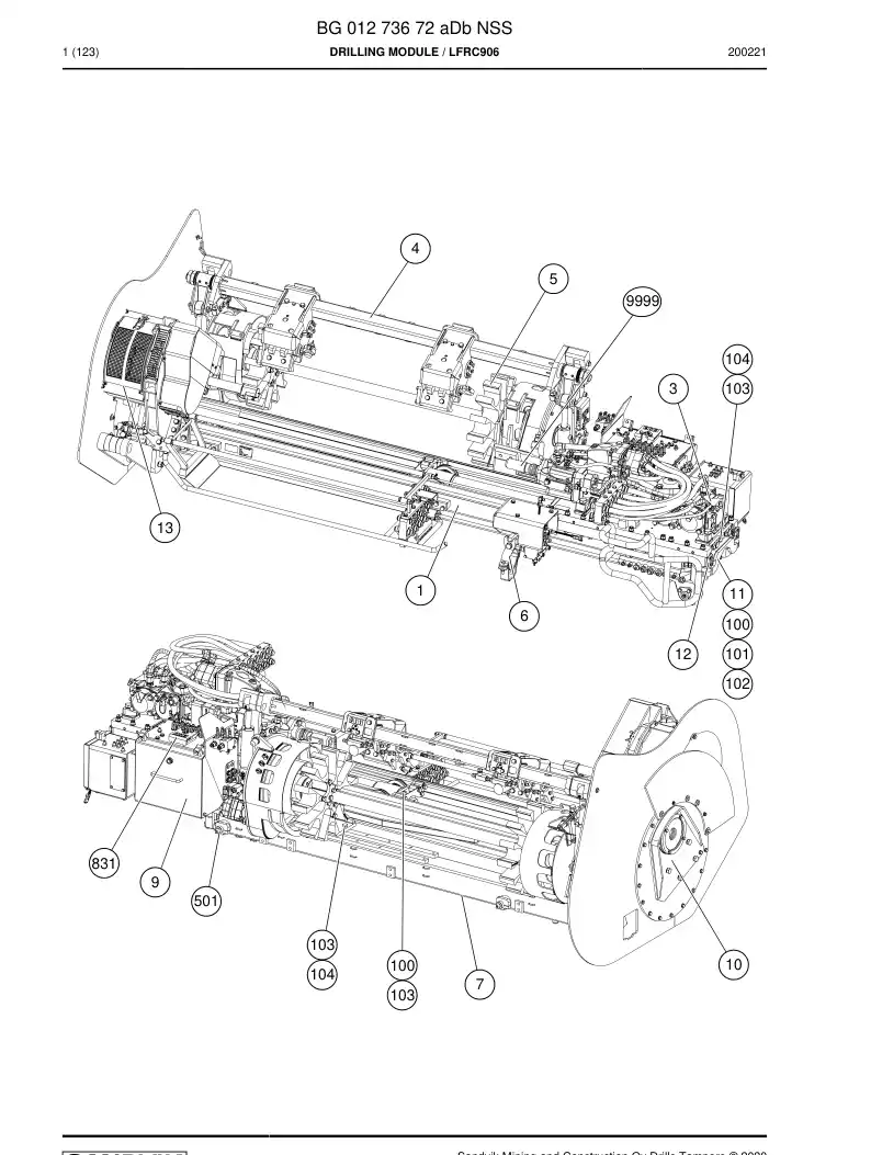 BG01273672a BG 012 736 72a Drilling Module - Sandvik Technical Drawing