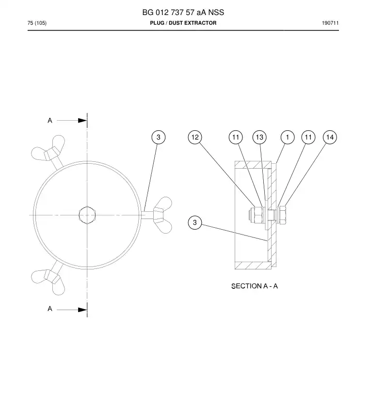 BG01273757a BG 012 737 57a Plug - Sandvik Technical Drawing