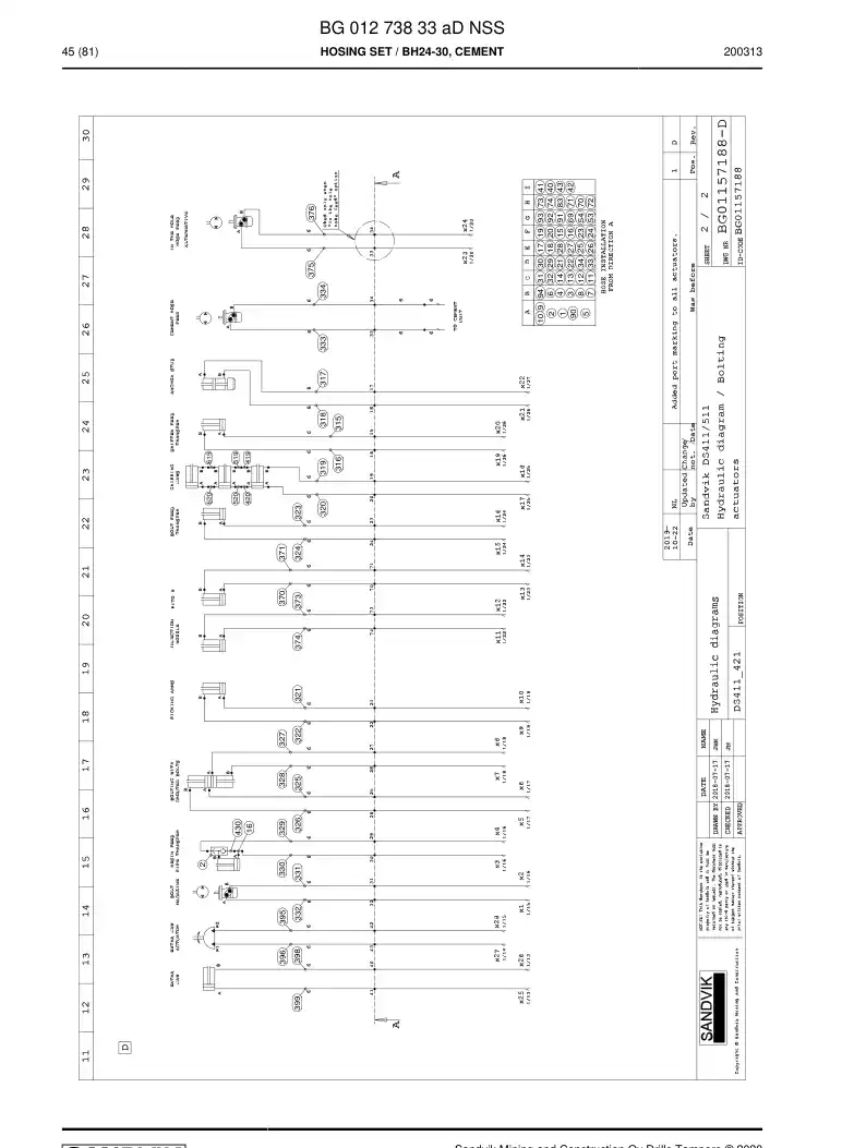 BG01273833a BG 012 738 33a Hosing Set - Sandvik Technical Drawing
