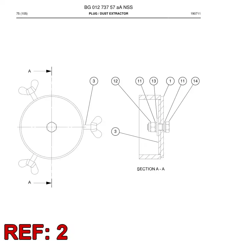 BG01273850a BG 012 738 50a Plate - Sandvik Technical Drawing