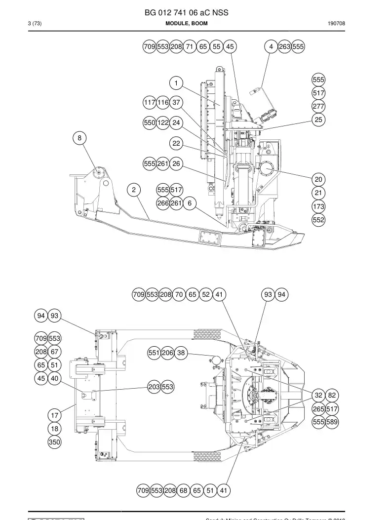 BG01274106a BG 012 741 06a Module, Boom - Sandvik Technical Drawing