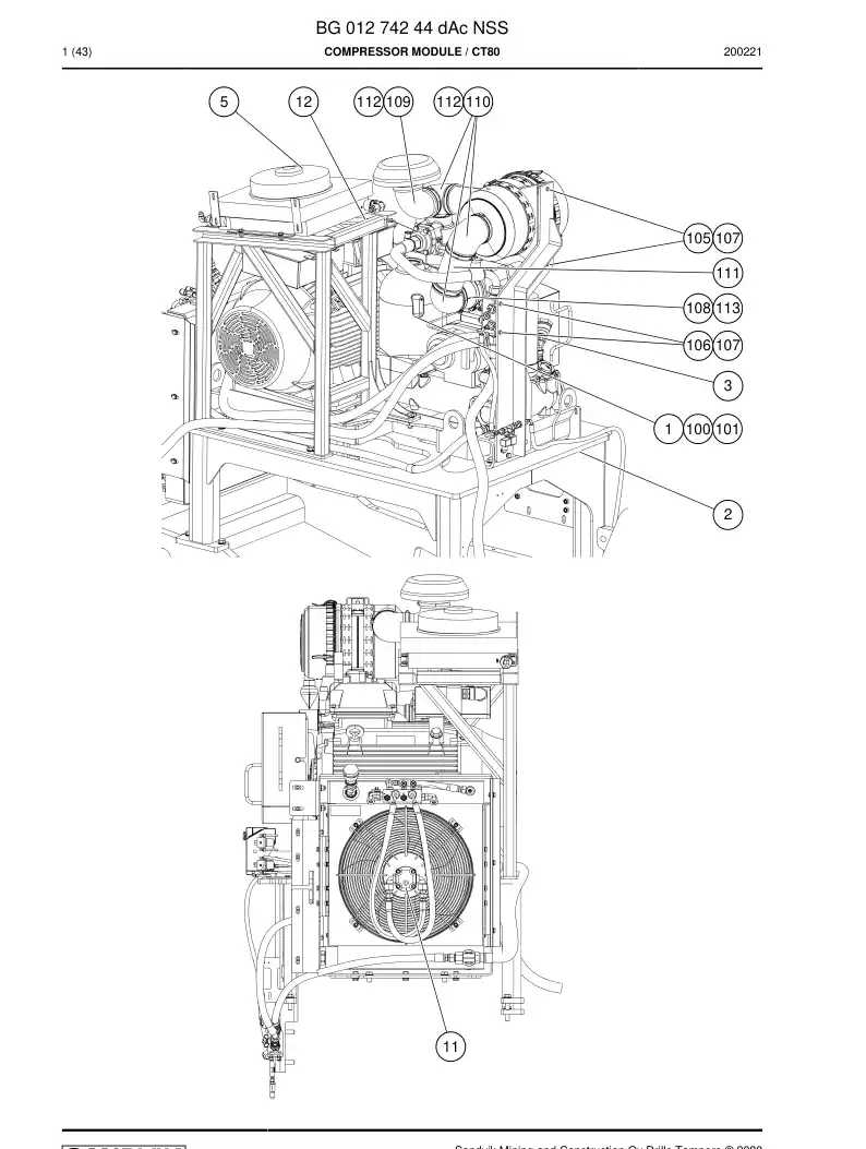 BG01274244d BG 012 742 44d Compressor Module - Sandvik Technical Drawing
