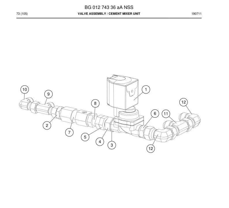 BG01274336a BG 012 743 36a Valve Assembly - Sandvik Technical Drawing