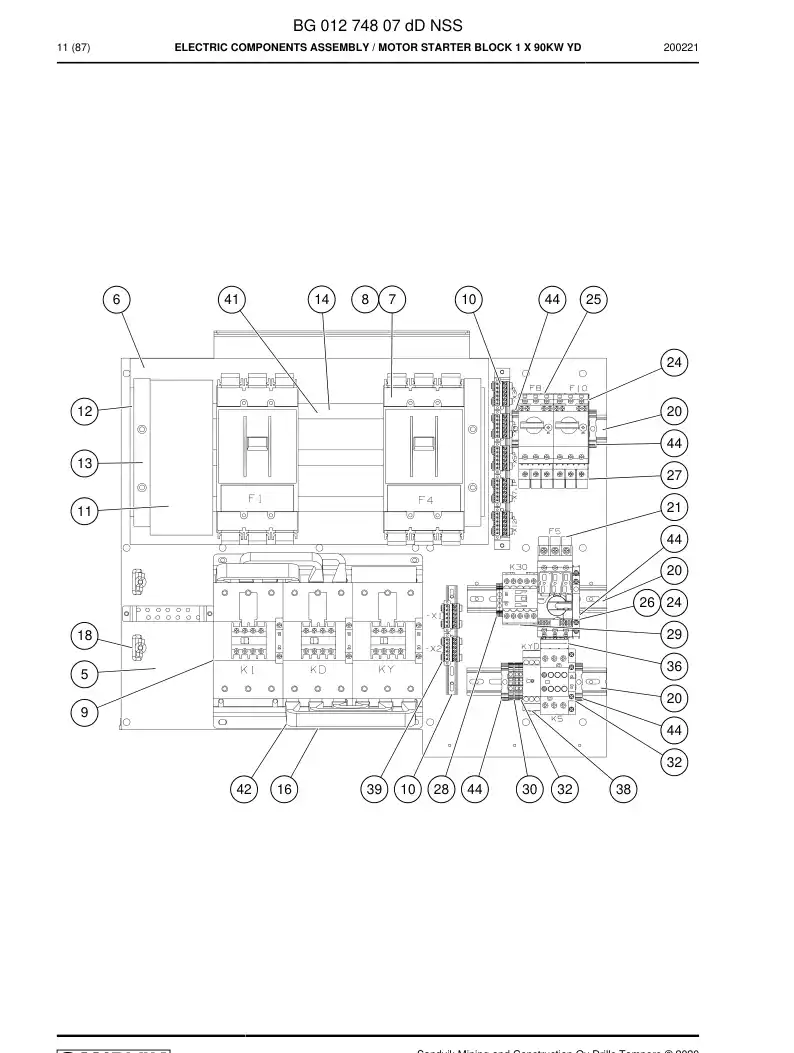 BG01274807d BG 012 748 07d Electric Components Assembly - Sandvik Technical Drawing